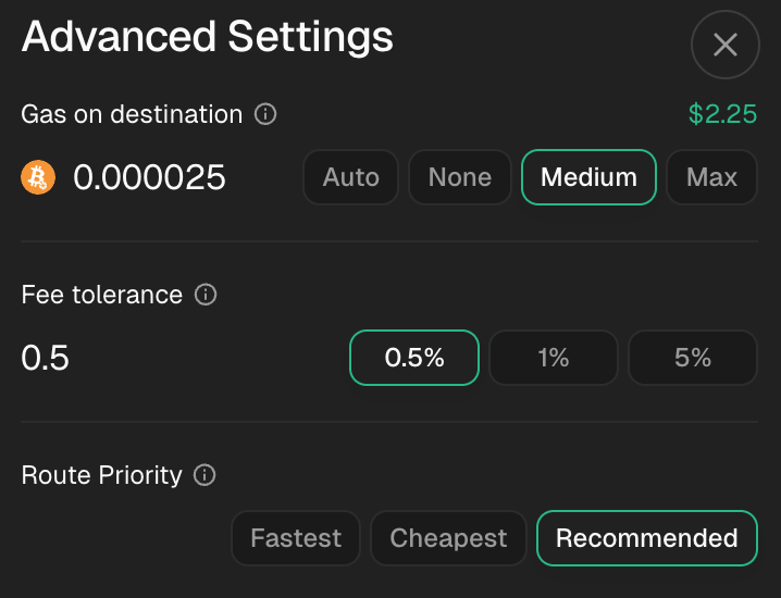 Gas drop options